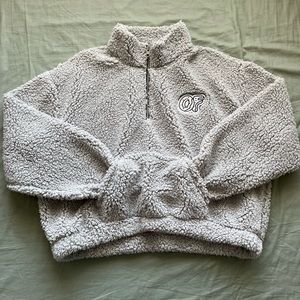 NWT odd future sherpa grey crop half zip fleece sweatshirt
